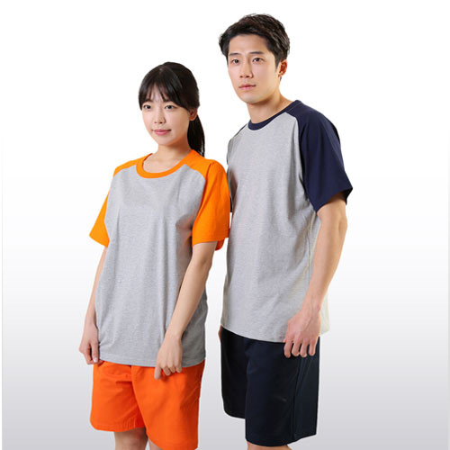 찜질복 (상하) 투톤라운드 주황/곤색